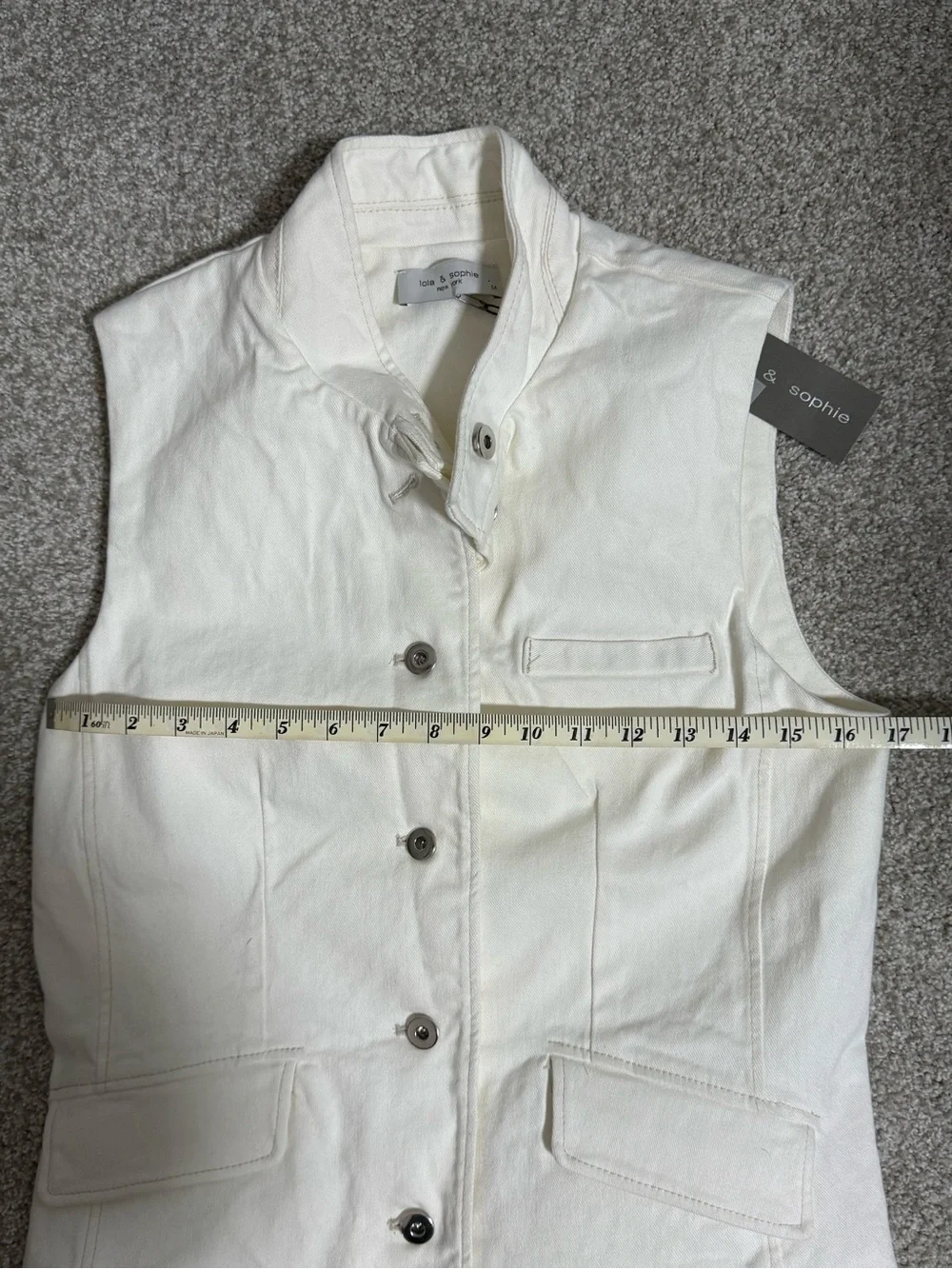 Lola & Sophie Cream Button-Front Vest - Picture 6 of 8